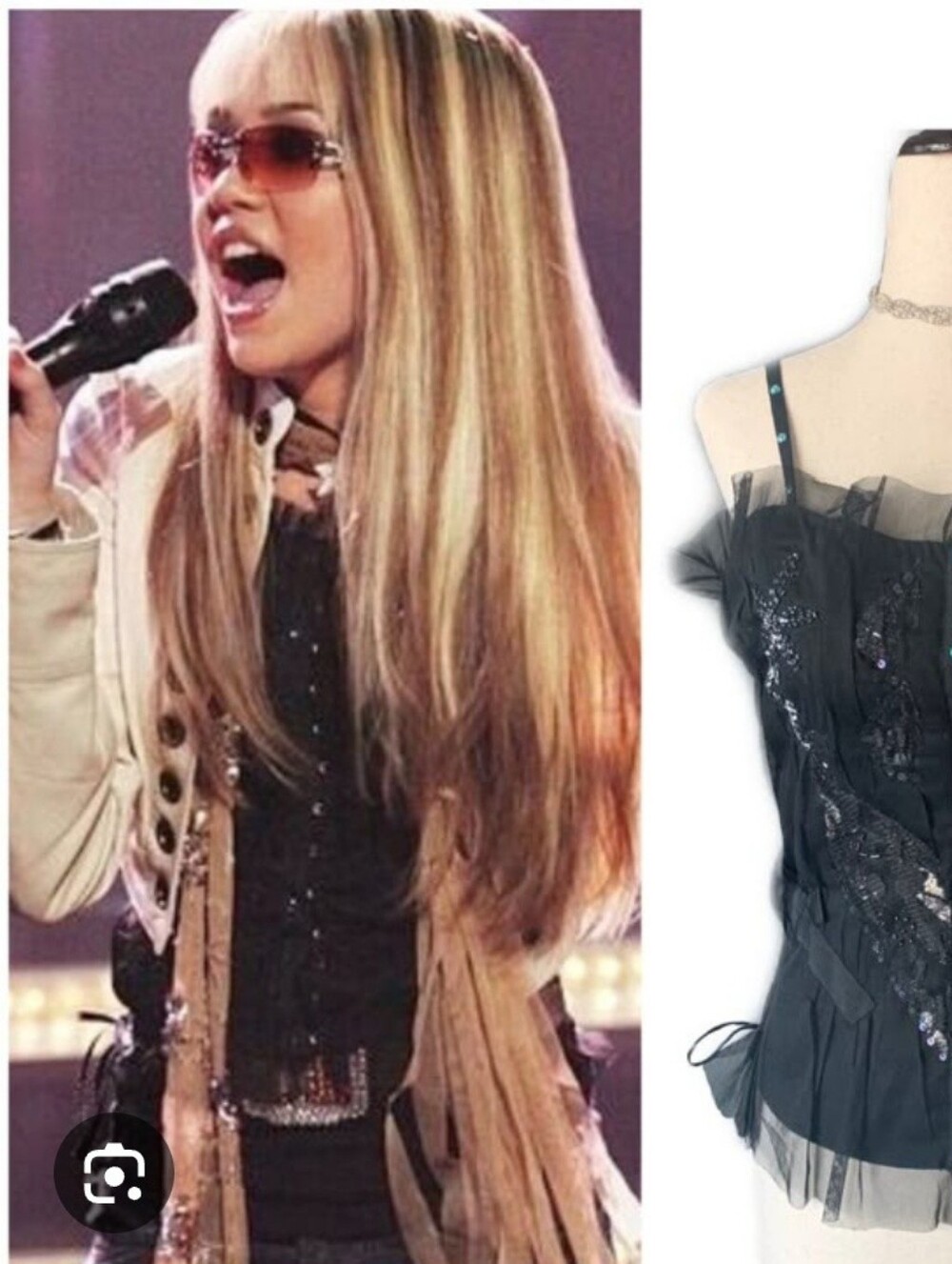 Y2K Hannah Montanna Deadstock Pink Bow Beaded Corset Sequin Top - Picture 2 of 2